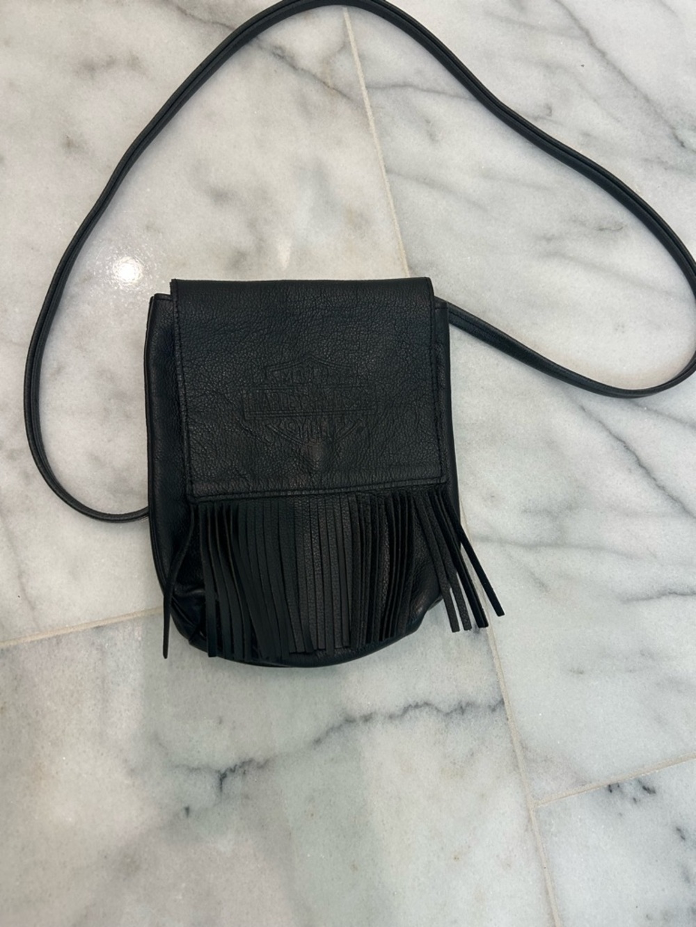 Harley-Davidson Black Leather Fringe Crossbody Bag